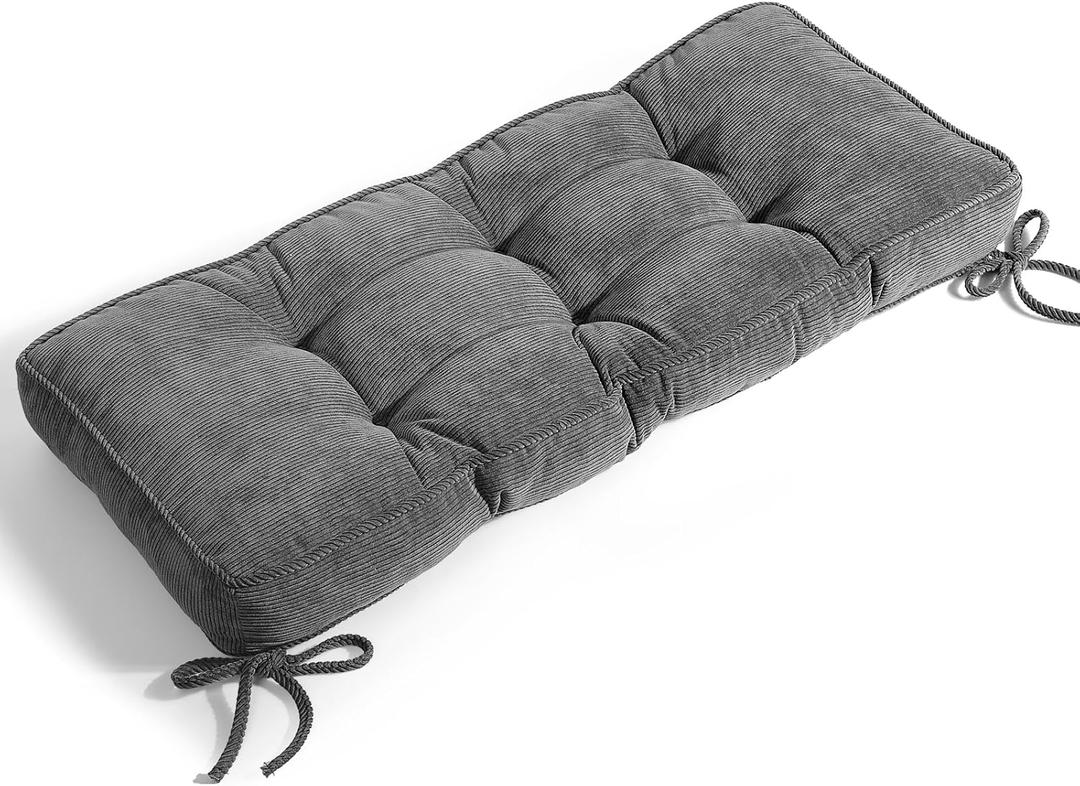 Detiblue Bench Cushion for Indoor Furniture36x14x4Inch Tufted Bench Seat Cushion with Non-Slip, Comfortable and Durable for Shoe/Entryway/Storage with CushionElita Gray (36x14inch)