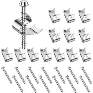 Dreyoo 14 Pack Sink Clips Kit, Undermount Sink Clips Compatible with Moen/Elkay Bathroom Counter, for Countertops up to 1-1/2" Thick, U Channel Brackets Top Mount Kit Support (Silver)