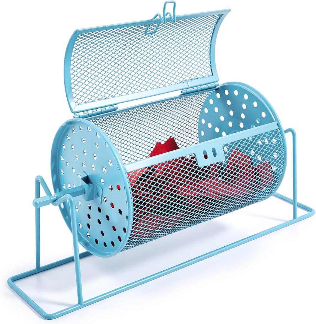 Teenyyou 7.09" X 4.72" Small Raffle Drum Upgraded Ticket Spinner Holds 600 Tickets Raffle Wheel Spinner with Stand Drum Cage for Games Events(Blue)