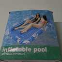 Inflatable Tanning Pool Lounger Float with Sprinkler, 77" x 48" Pool Floats Adult with Pillow, 6 in 1 Suntan Tub Raft Floatie with Drink Holder Sunbathing Water Lounge (Blue)