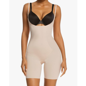 SHAPERX Shapewear for Women Tummy Control Open Bust Thigh Slimmer Body Shaper, L