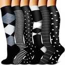 BLUEENJOY Copper Compression Socks for Women & Men (6 pairs) - Best Support for Nurses, Running, Hiking, Recovery Size L, XL