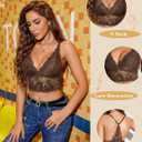 Avidlove Bralettes for Women Lace Wireless Bra V Neck Racerback Crop Top Adjustable Lingerie No Padded (Medium, Brown)