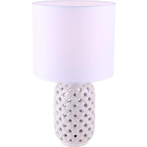 Jessica Table Lamp - 1-Light, 60W Type A, 8.5" Wide x 16.25" High, Gold and White Finish, White Fabric Shade, ON/Off Switch, Elegant for Living Rooms, Bedrooms