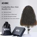 ASHINE Human Hair Bundles Deep Curly Water Wave, Unprocessed Cambodian Raw Hair 20 22 24 Inch, Flip Over Quick Weave Wet and Wave Bundles for Women Natural Black