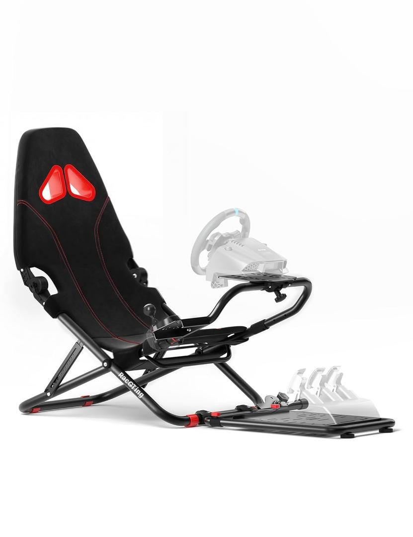RACGTING Racing Simulator Cockpit for G920 G29 G923, Foldable Racing Simulator for Thrustmaster T248X T248 T300 T150 458 TX Xbox PS5 PS4 PC (Black)