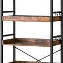 HCHQHS Adjustable 6 Tier Open Bookcase, Rustic Farmhouse Book Shelves, Industrial Wood and Black Metal Bookshelves, Mid Century Bookcase for Home Office Living Room Bedroom