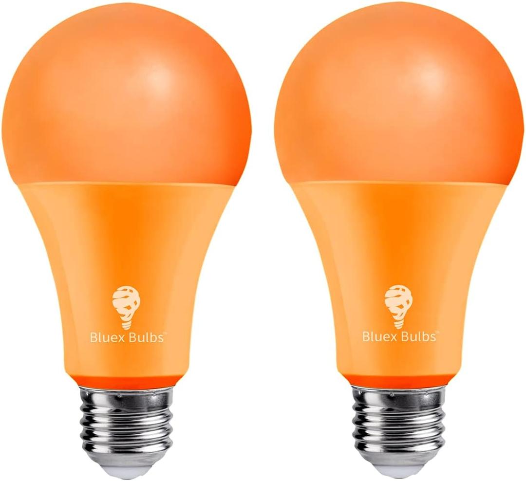 2 Pack BlueX LED A21 Orange Light Bulbs - 13W (100Watt Equivalent) - E26 Base LED Bulb, Party Decoration, Porch, Home & Holiday Lighting, Decorative Illumination
