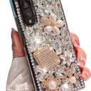 for Samsung Galaxy Z Fold 7 Case Bling Diamond Glitter Girly Design,Luxury 3D Handmade Sparkle Rhinestone Flowers Crystal Diamond Bling Glitter Hard PC Case for Galaxy Z Fold 7
