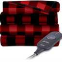 Sunbeam Electric Heated Fleece Throw, 50 x 60, Red/Black Plaid