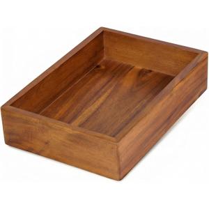 Demigo Acacia Wood Desk Organizer Tray - 9.5x6.7x2 Inch Letter & Stationery Holder for Office, Entryway, Desktop - Natural Wood Catchall for Pens, Mail, Keys