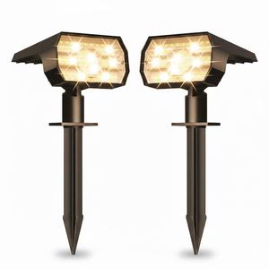 Solar Lights Outdoor Waterproof IP68, 56 LED 3 Lighting Modes Solar Powered Garden Yard Spot Solar Lights for Outside Landscape- 2 Pack (Warm White)