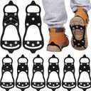 Non Slip Gripper Spike - Ice Traction Cleats Walk Traction Cleat Sturdy Ice Snow Grips for Shoes & Boots with Steel Studs Crampons (4 Pairs Black)