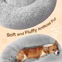 JOLLYVOGUE Small Dog Bed, Calming Soft Anti-Anxiety Donut Cat Bed, Washable Round Fluffy Cushion for Small and Medium Pets (20")