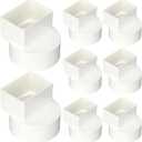 Sosation 8 Pcs 2"x3"x4" PVC Offset Downspout Drainage Adapter, Connects 2" X3" Downspout to 4" Round Sewer and Drain Pipe, Hub/spigot End, Universal Design to Fit All Types of 4" Round Drain Pipe Tile