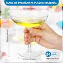 LemonRoad 24 Pcs Detachable Martini Glasses 9oz Disposable Plastic Coupe Cocktail Dessert Glassware Set for Champagne Wine Wedding Birthday Holiday Party Supplies (Clear)