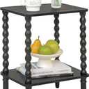 Fultyle Black Side Table, Small End Table with 2-Tier Shelf, Vintage Night Stand with Storage for Bedroom Living Room, Small Spaces (Black)