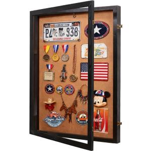 Shadow Box 30x40, Super Large Shadow Box Frame with Hinged Door Lock, Jersey Shadow Box Display Case with 98% Uv Protection Acrylic for Baseball Hockey Sport Shirt and Military Jacket Uniform-Black