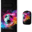 QOOMO Camping Sleeping Bags,3 Season Warm & Cool Weather, Lightweight, Waterproof Sleeping Bags for Adults & Kids, Traveling, and Outdoors, Camping Gear Equipment (Colorful Football)