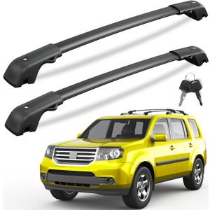 KINGGERI 300LBS Lockable Roof Rack Cross Bars Compatible with Honda Pilot 2009-2015 (with Raised Rails), Aluminum Heavy Duty Crossbar Anti-Theft Metal Lock Key Black Matte Powder Coated Non-Corrosion