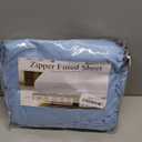 Queen 1 PC Zipper Fitted Sheet, Brushed Premium Quality Microfiber, Soft Shrinkage and Fade Resistant Bottom Sheet fits Upto 16 Inch Deep Pocket, Zipper Mattress Cover, Light Blue