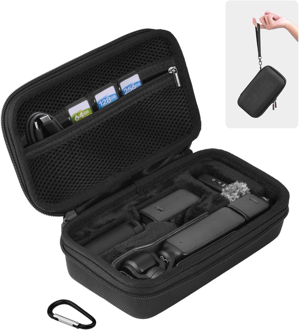 BRDRC Osmo Pocket 3 Case, For Xtra Muse Portable Carrying Bag Protective Hard Storage Bag for DJI Osmo Pocket 3 Creator Combo/Xtra Muse Camera Accessories with Wrist and Carabiner (Black)