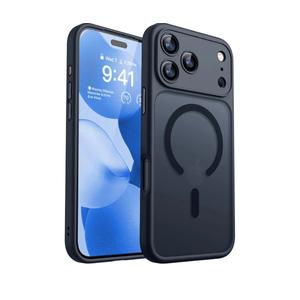 CANSHN Magnetic Compatible with iPhone 17 Pro Case, Upgraded [Full Camera Protection] [Compatible with Magsafe] [Translucent Matte] Shockproof Protective Phone Cover 6.3 Inch - Black