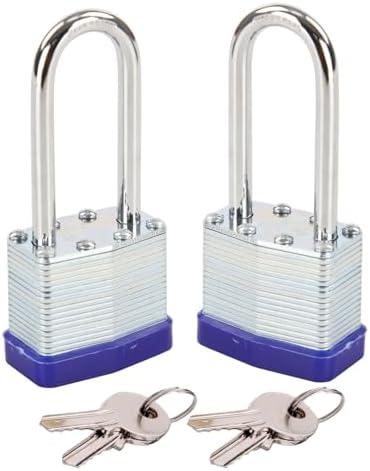 SEPOX® Twins Keyed-Alike Padlock, Reinforced Laminated Steel Body 1-9/16" 40MM, Robust Hardened-Steel Long-Shackle, Pack of 2-Pcs Lock, 4-Pcs Same Keys, Ideal for Locker-Lock & Tool-Box