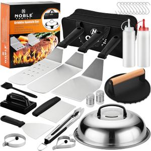 27 PCS Griddle Accessories Kit, Flat Top Grill Accessories Set for Camping, Professional Griddle Spatula Set with Melting Dome, Burger Press for Outdoor BBQ Cooking