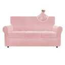 ZNSAYOTX Luxury Velvet Couch Cover 4 Piece (72"-92") Stretch Sofa Covers for 3 Cushion Couch Thick Soft Sofa Slipcover with Non Slip Strap, Dog Pet Friendly Nice Furniture Protector (Rose)