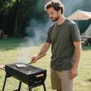 HOUSE AGAIN Grill Brush Bristle Free, 304 Stainless Steel Food-Grade Brush Head with Scraper, Safe BBQ Outdoor Grill Cleaning Brush Strong Barbecue Brush Cleaner Non Wire for Grill Grate/Wooden Handle