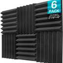 Acoustic Foam Panels 12x12 Inch 6 Pack,, Used For Recording Studio Sound Reduction, Wedge Style Soundproofing Tiles, (2 Inch Thick, Charcoal)