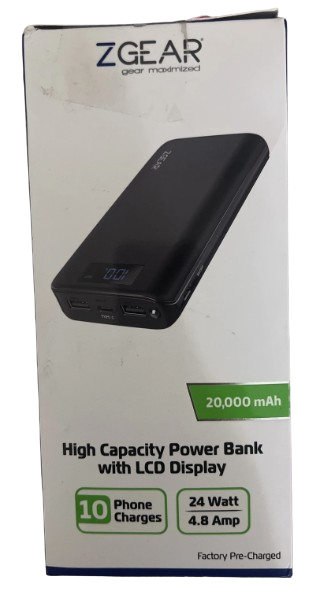 ZGEAR 20,000 mAh High Capacity Power Bank With LCD Display