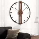 24 Inch Large Wall Clock for Living Room, Modern Silent Non Ticking Battery Operated Big Clock, Rustic Minimalist Wood Metal Frame Decorative Wall Clocks for Office, Bedroom, Kitchen