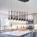 ykolupty Modern Rectangular Chandelier,14 Lights Black Raindrop Chandelier Lighting,Industrial Linear Pendant Ceiling Light Fixture for Dining Living Room Kitchen Island, Rectangle 14-Lights