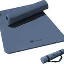 KEEP Yoga Mat - Premium 7mm Thick Exercise Mat, Anti-Tear 32'' Extra Wide Fitness Mat with Strap for Men & Women, Non Slip Pilates Mat for Home Yoga, Pilates, Gym, Stretching, Floor & Fitness Workouts (Navy Blue)