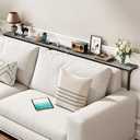 Kitstorack 2-Pack Dark Gray Long Sofa Table Behind Couch, Adjustable Height (25"-33") & 2 Power Outlets, Narrow Console Table, 5.9" D x 79" L, Thin, Split Design for Separate Use (Grey)