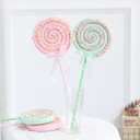 Pastel Christmas Tree Candy Picks 2pcs 16inch Gaint Pink Green Macaron Glitter Candy Lollipop Candyland Christmas Tree Hanging Ornaments for New Year Xmas Indoor Outdoor Party Decorations