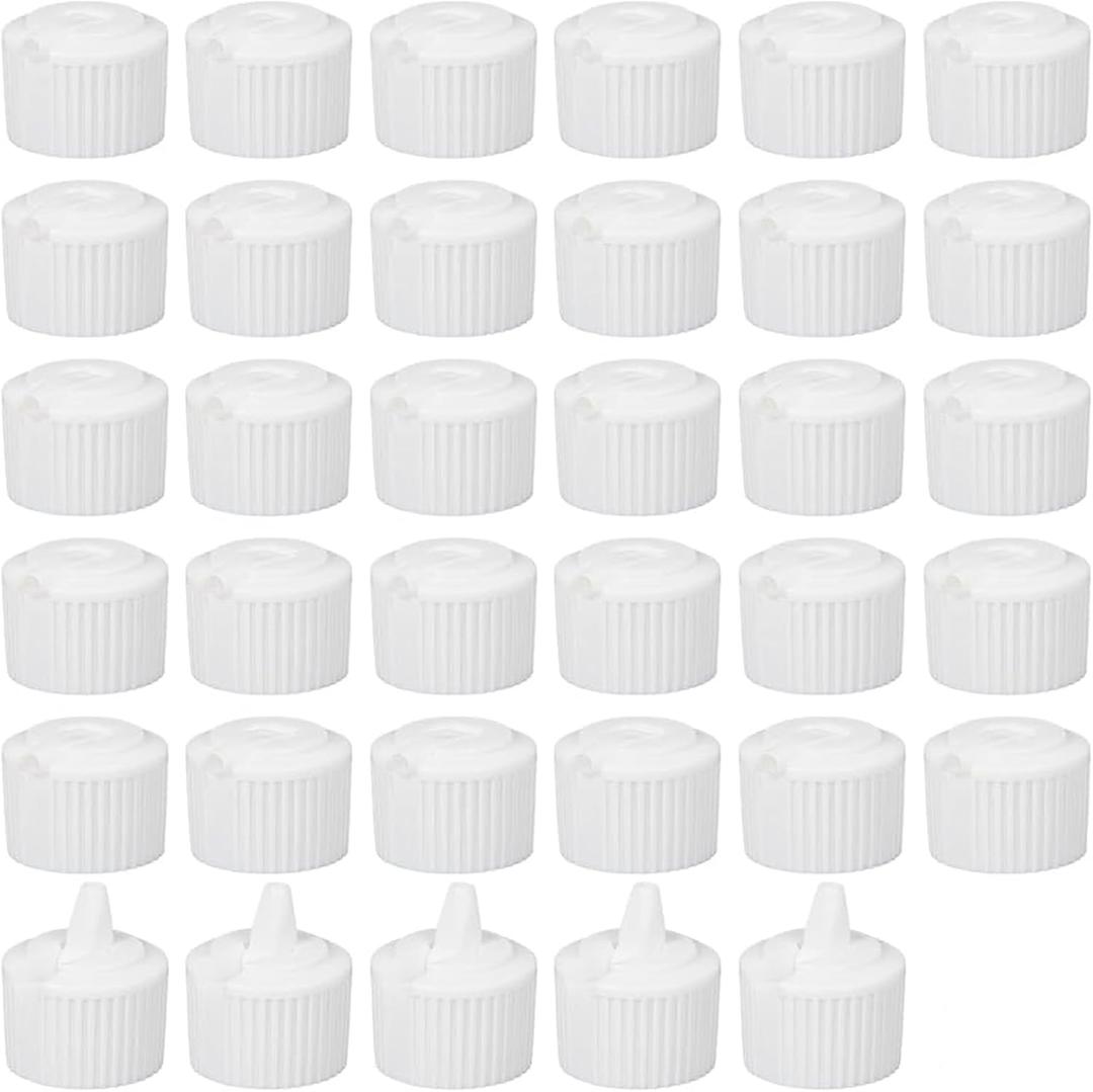 OLYCRAFT 35Pcs 24/410 Flip Top Dispensing Cap White Replacement Bottles Caps Reusable Plastic Bottle Cap Flip Top Caps for Shampoo Moisturizer Squeeze Bottles Dispensing Lid - Inner Diameter 24mm