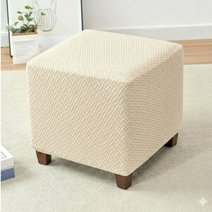 HFCNMY Ottoman Cover Square,Stretch Knitted Small Square Ottoman Slipcover,Storage Foot Stool Covers with Elastic Bottom Coffee