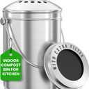 Utopia Kitchen Countertop Compost Bin Kitchen with Charcoal Filter -1.3gallon Stainless Steel Kitchen Compost Bin Countertop - Ideal Kitchen Essentials or Small Composter for Under The Sink Trash