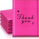 Thank You Bubble Mailers 4x8'' 50 Pack, Self Sealing Padded Envelopes, Strong Adhesion Bubble Envelopes, Waterproof Mailing Envelopes, Cushioning Shipping Envelopes - Rose Red