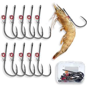 Grombolar Live Shrimp Hook Set,Freshwater/Saltwater Fishing Gear,Fishing Lures,Ideal for Catfish,Groupers, Bass,Trout & More
