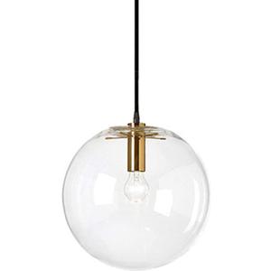 Spherical LED Clear Glass Hanging Light, Creative Single Pendant Light, Ceiling Light Base on E27 Gold Lamp Holder (25CM)
