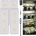 Garpsen Grow Light, 6000K Full Spectrum Plant Lights for Indoor Growing with Auto Timer 6/12/16H, 5 Dimmable Levels & 3 Color Modes, 552 LEDs Grow Lamp Panel for Seed Starting, Veg and Bloom(4Panels) (4Panels-40W UL Adapter)