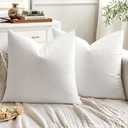 EMEMA Pack of 2 Velvet Throw Pillow Covers Decorative Square Pillowcase Soft Solid Cushion Case for Sofa Bedroom Chair Car 18x18 Inch White
