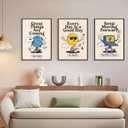 3Pcs Vivid Retro Wall Art Canvas Motivational Posters Aesthetic Prints Colorful Pictures Paintings Cool Cartoon Wall Decor Funky Inspirational Decoration for Home Bedroom Living Room Office Unframed