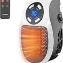 GiveBest Programmable Space Heater with LED Display, Remote Wall Outlet Electric Heater with Thermostat and Timer for Home Office Bathroom Indoor Use, Small Plug in 450 Watt Heater, ETL Listed