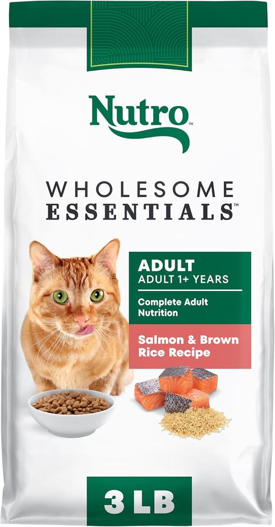 Nutro Wholesome Essentials Dry Cat Food, Adult Cat Food Dry Salmon & Brown Rice Recipe, 3 lb. Bag (3 Pound (Pack of 1))