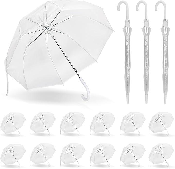 Clear Bubble Umbrellas, 48 Inch Windproof Transparent POE Dome Umbrella with Auto Open J-Handle, Large Umbrellas for Wedding Rain Golf Outdoor Photography Bridal Events, Christmas/Halloween Decorations